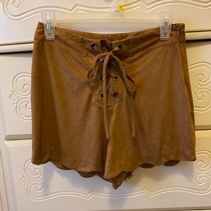 Suede brown shorts